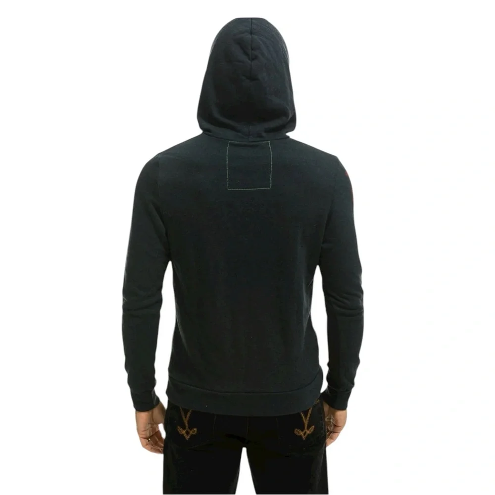 AVIATOR MEN’S NATION RELAXED PULLOVER CHARCOAL HOODIE SZ L - Picture 4 of 13